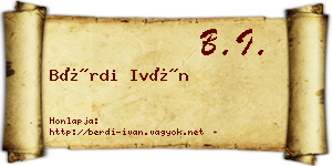 Bérdi Iván névjegykártya